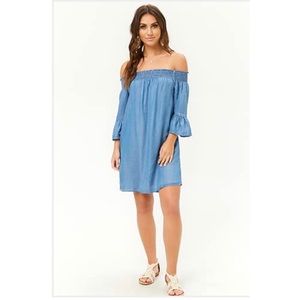 NWT - Forever 21 Denim Off The Shoulder Dress